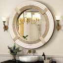 Nautical Hampton Round White Rope Mirror Twisted Rope Home Decor Art Wall Hanging Mirror Coastal Cotton Rope Mirror Wall Mounted Mirror Hanging | Home Deco (24 Inch)