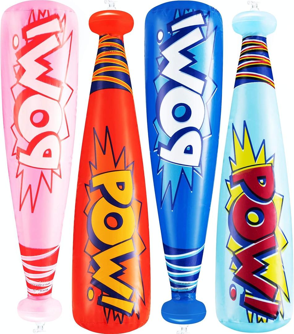 Bedwina Pow Inflatable Baseball Bat - (Pack of 12) 20 Inch Inflatable Toy Bat, Carnival Prizes, Baseball Party Favors Goodie Bag Stuffers, Decorations Party Prizes for Kids