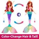 Mattel Disney Princess Toys, Ariel Swimming Mermaid Doll with Color-Change Hair and Tail, Water Toy Inspired by the Mattel Disney Movie