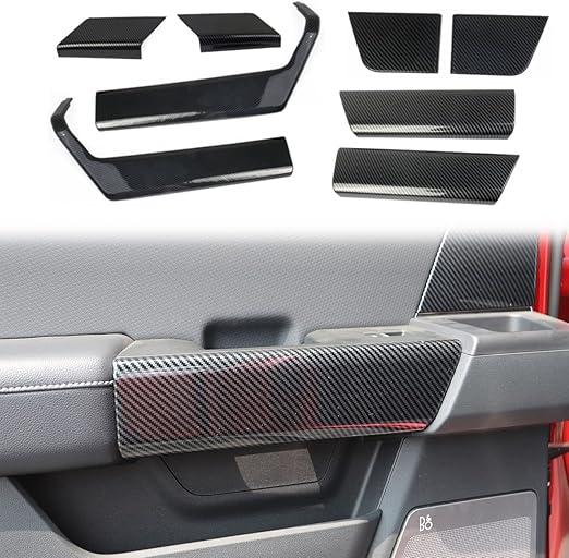 Korlot Carbon Fiber Interior Door Handle molding Cover Trims for Ford F150 2021+ for 2023-2025 F250 F350 Super Duty(4-Doors+Door Panel Decor)