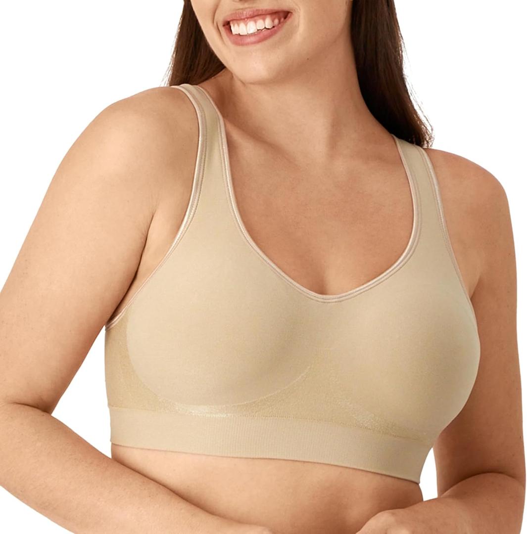 Bali Women's Wireless Bra, Comfort Revolution Wireless Bra for Women, Targeted Shaping, Seamless, Full Coverage (Large, Nude)
