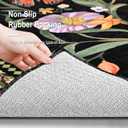3x5 Entryway Rug Non Slip, Black Washable Floral Area Rug for Bedroom Playroom, Soft Vintage Carpet with Rubber Backing, Stain & Fade Resistant, Low Pile Flower Mat Modern Farmhouse Decor