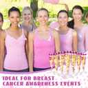 Honeydak 36 Pcs Breast Cancer Awareness Party Cups with 7 Pink Ribbon Heart Sticker 4.5 oz Plastic Disposable Champagne Flutes Breast Cancer Party Supplies Favors Clear Toasting Wine Glass for Women