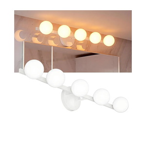 Lightdot 31" 5-Light Modern White Bathroom Vanity Light - Plastic Globes, Dimmable G9 Bulbs Included & Easy Install (120V)