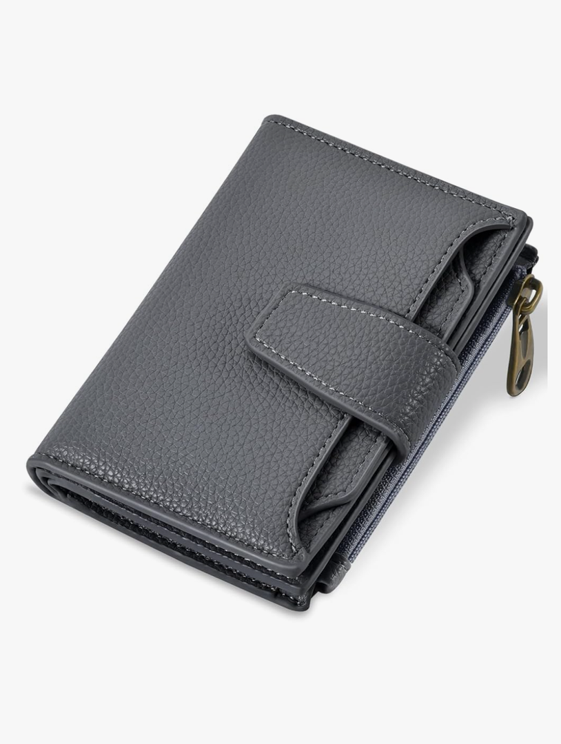 Small Wallet Women RFID Blocking Soft Leather Bifold Compact Card Holder Wallet for Women with Zipper Coin Pocket 4 ID Window