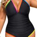 Aqua Eve Plus Size Swimsuits One Piece Bathing Suit for Women Tummy Control Sexy Halter Swimwear 18Plus