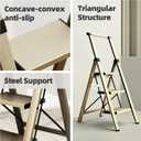 HillhutApex 3 Step Foldable Aluminum Step Ladder with Handgrip, Anti-Slip Pedal, 330 lbs Capacity, Lightweight & Portable for Home, Kitchen, Office, Garage (Gold)