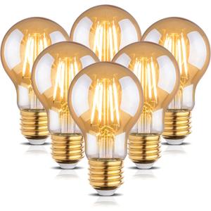 2200k Led Light Bulb,Vintage A19 Edison Bulbs,Dimmable Amber Warm White Tone Light Bulb,Antique Led Filament Light Bulbs,Old Style Light Bulbs,40W/60W Equivalent,4 Watt/6 Watt,E26 Base