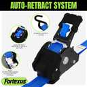 Retractable Ratchet Straps, 4-Pack, 1 Inch x 12 Feet, 1,760lb Break Strength, Self Retracting Tie Down for Truck, Cargo Trailer, Motorcycle, ATV, UTV (Blue, 4pack)