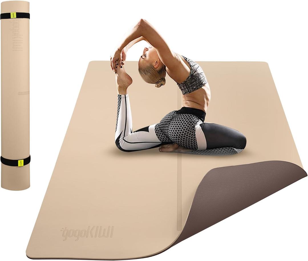 Gogokiwi Large Yoga Mat (6'x4') 1/4" & 1/2" Thick Exercise Mats for Home Workout, Extra Wide Workout Mats for Home Gym, Yoga, Pilates, Stretching, Floor & More