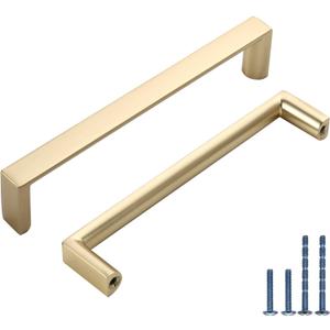 10 Pack 5 Inch(128mm) Kitchen Cabinet Handles Brushed Gold Cabinet Pulls Kitchen Cabinet Hardware Drawer Pulls for Dresser Cupboard Wardrobe, 5"/128MM Hole Center, 10 Pack, Brushed Gold
