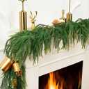 Real Touch Norfolk Pine Christmas Decorations - 5.9 FT Faux Cedar & Pine Garland for Mantle, Table, Front Door - Indoor/Outdoor Holiday Decor (1 Pack 5.9 FT)