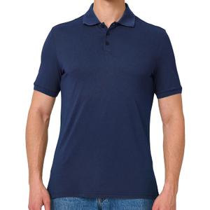 BAMBOO COOL Men's Polo Shirts Slim-Fit Moisture Wicking Mens Shirt Performance Short Sleeve Polo for Men (Large, Navy Blue)