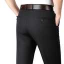 ESSYSHE Mens Slim Fit Flat Front Dress Pants Wrinkle Free Khaki Pants 36 W 28 L (Black)