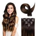 Clip in Hair Extensions Real Human Hair, Human Hair Extensions Clip in, Tangle-free Straight Hair Extensions for Women, 120G 7PCS Balayage Dark Brown to Chestnut Brown #2TP6/2 16 Inch