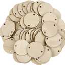 Bememo 1.5 Inches Circle Wooden Tags Birthday Board Tags with 2 Holes for Birthday Board DIY Crafts(100 Pieces)