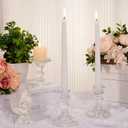 Suclain 24 Pcs Glass Taper Candle Holder Sets 12 Candlestick Holder with 12 White Long Candles for Wedding Party Decor Dinner Decoration(Clear)