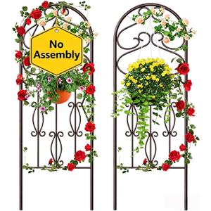 AMAGABELI GARDEN & HOME 2 Pack 60" x 18" Garden Trellis for Climbing Plants Outdoor Rustproof Metal Trellis for Potted Plants and Roses Vines Vegetables Flowers Ivy Cucumbers Clematis Supports Bronze