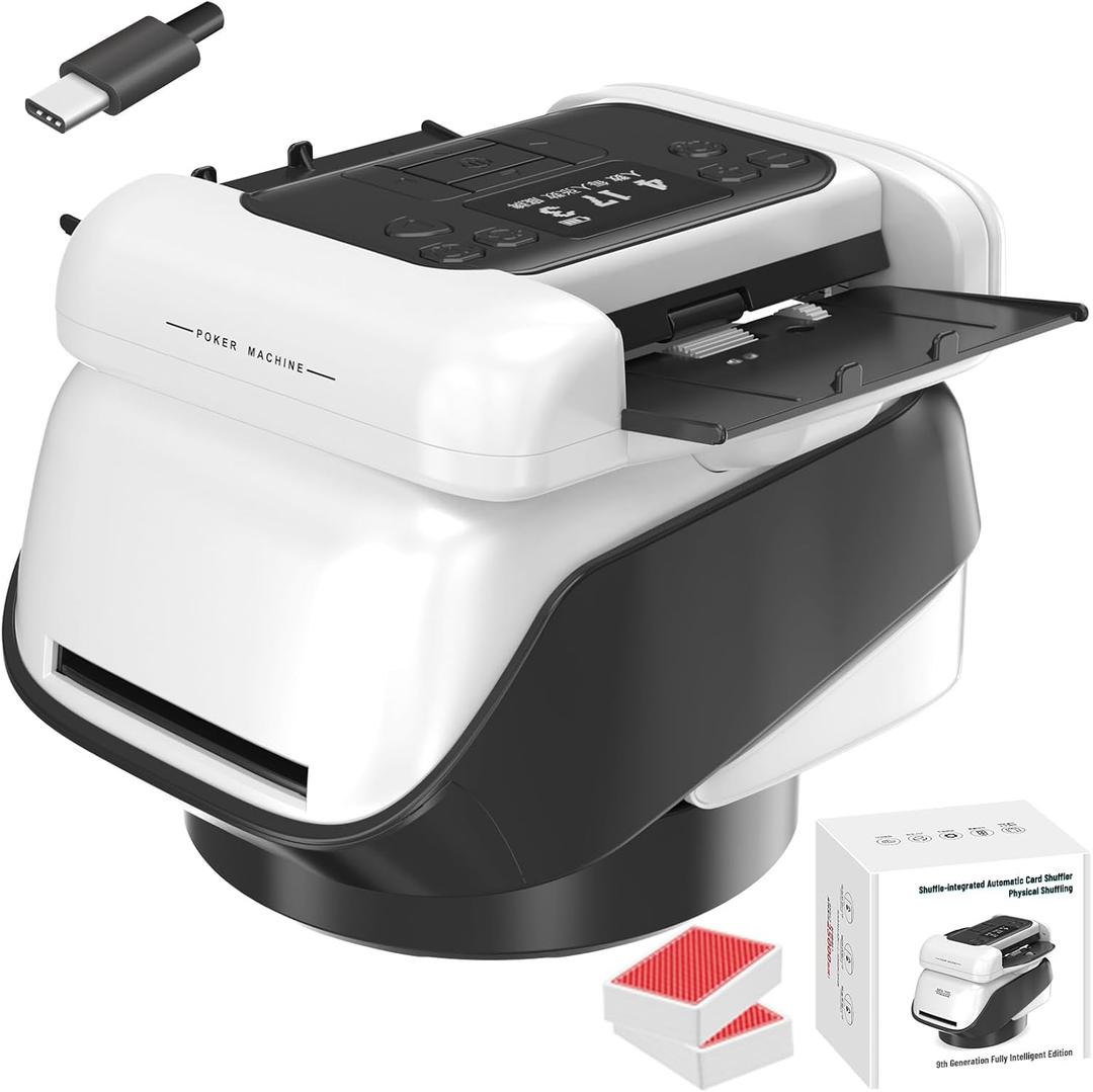 Automatic Card Dealer & shuffler with 360 Rotation Function, Adjustable Card Allocation for Many Players, Versatile Output Angle and Compatibility with Different Cards