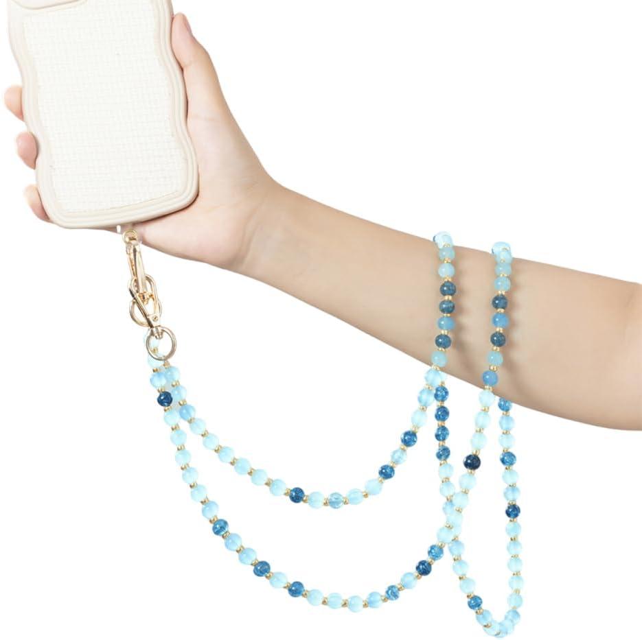 Phone Crossbody Lanyard, 120cm Marble Beaded Phone Strap with Tether Tab,Universal Cell Phone Chain for Most Phones Bag Purse