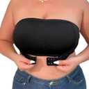 WDIRARA Women's Plus Size Solid Button Front Bandeau Bra Strapless Wireless Bras (X-Large Plus, Black)