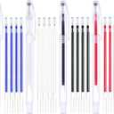 Heat Erasable Pens 4 Pieces Fabric Marking Pens with 20 Refills for Quilting Sewing, Dressmaking, Fabrics, Tailors Sewing Fabrics,Tailor's Chalk Pencils Chalks Pen