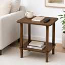 2-Tier Solid Wood End Table with Shelf, Side Table in Walnut Finish, 18.9"L x 15.7"W x 21.7"H