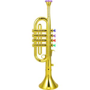 Plastic Trumpet Musical Instruments Toy with 4 Colored Coded Keys Teaching Songs Fun Musical Instruments Noise Makers for Parties and Events for Adults Kid Toddlers Children