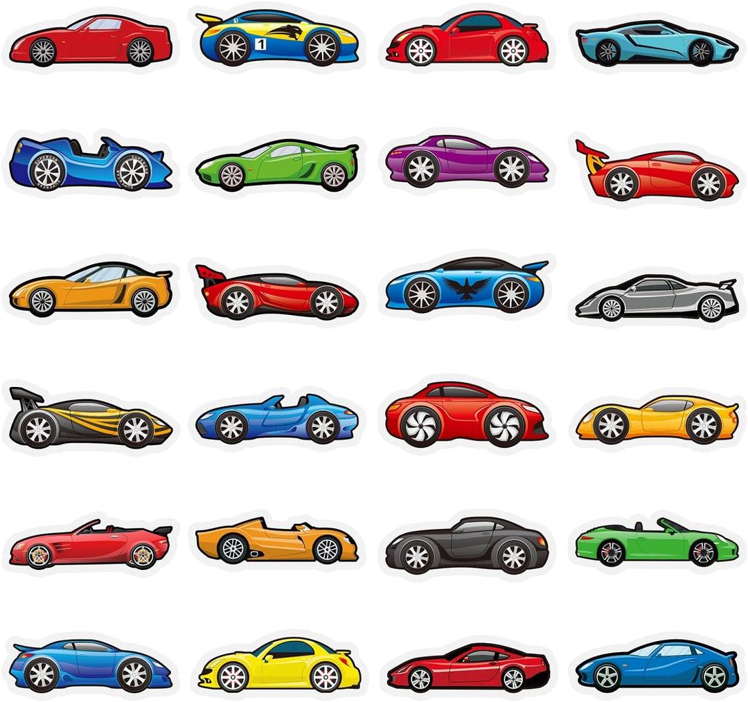 500 Pcs Race Car Stickers for Kids Sports Car Transportation Vehicle Stickers for Boys Toddler Teens Vehicle Themed Party Favors Teacher Reward Educational Toy Art Craft Activities