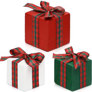 Christmas Tiered Tray Decor Set of 3 Mini Wood Small Table Decor Shelf dcor (Buffalo Plaid 1)