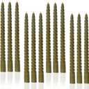 Olive Grenn Tall Taper Candles Spiral Candle Sticks,Unscented Pastel Candle for Holiday,Wedding and Home Decoration,10inch,12 Pack(E-Olive)