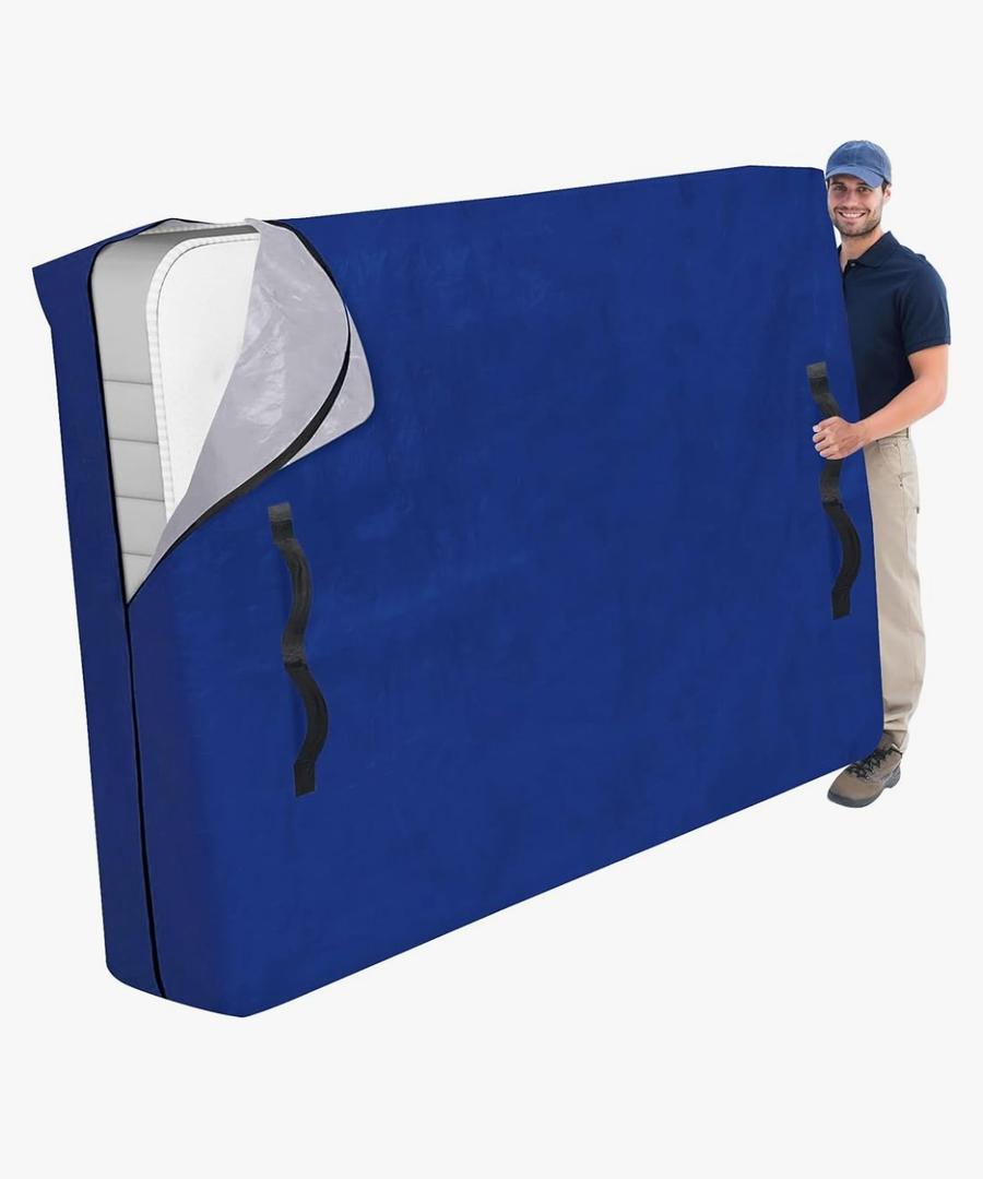 Cosy Family Mattress Bags for Moving with 8 Handles - 170GSM Extra-Thick Mattress Bag for Moving Supplies - Reusable Mattress Cover Protector Storage with Zipper - Queen Size - Blue