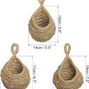 PATIKIL Hanging Fruit Baskets for Kitchen, 3 Sizes Teardrop Home Decor Storage Hand-Woven Wall Hanging Basket for Garlic Potato Vegetable, Brown