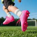 DREAM PAIRS Boys Girls Soccer Cleats Kids Youth Firm Ground Football Shoes for Little/ Big Kid, Size 12 Little Kid, Hot Pink