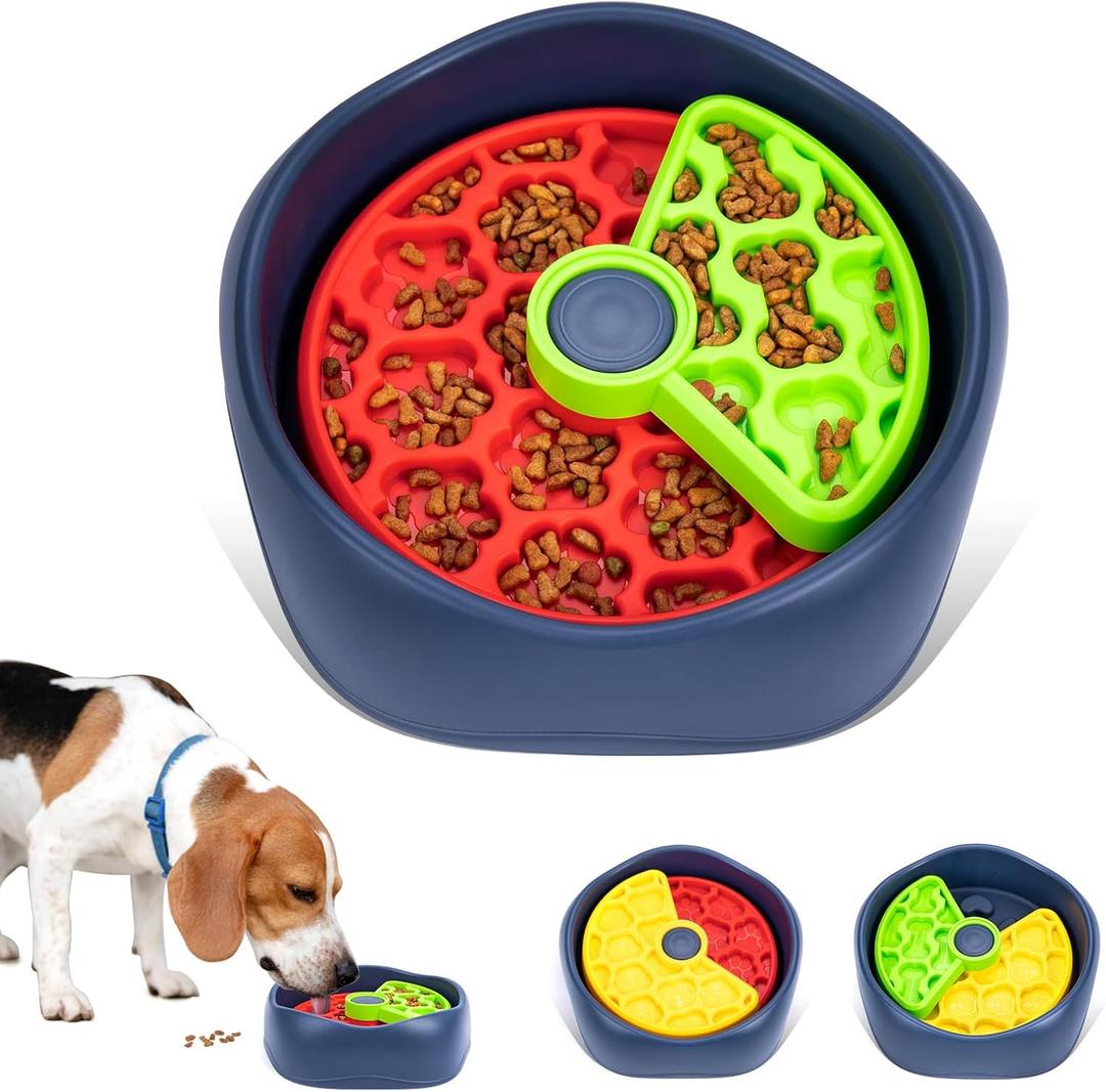 Star&Mi Slow Feeder Dog Bowls, 3-Layer Interactive Dog Puzzle Feeder, Dog Slow Feeder Bowl & Lick Bowl for Dogs, Non-Slip Dog Bowl Slow Feeder for Medium & Large Breeds, Holds 68 Cups