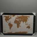 Large Push Pin World Travel Map  30" x 20" Framed Cork Board Wall Art, Modern World Map with 200 Unique Pins for Tracking Adventures, A Premium Gift for Travelers, Couples and Families