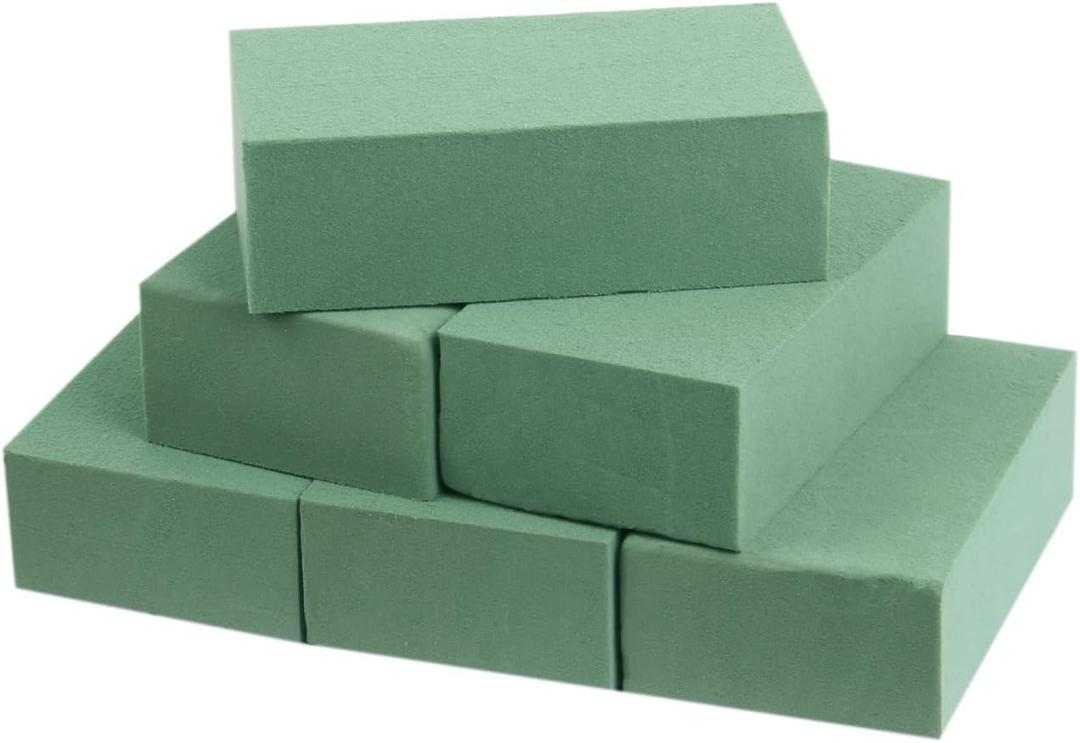 Floral Foam Blocks, 6 Pack Small Green Wet Dry Flower Foams Florist Plant Foam for Artificial and Fresh Flower Arrangement (5.5"L x 3.1"W x 1.7"H)