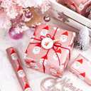 2 x Retrify Christmas Pink Wrapping Paper - Mini Roll - 17 Inches x 32.8 Feet Cute Santa Claus Metallic Foil Shine Gift Wrap Paper Roll for Holiday Party Celebration