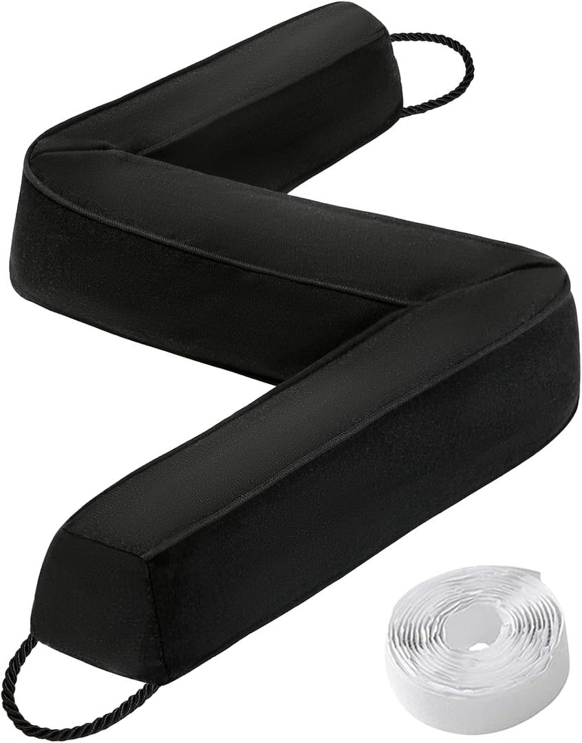 Comfyanno 38 inch Weighted Door Draft Stopper for Front Door, Easy to Use Heavy Door Bottom Cold Air Blocker, for Exterior, Apartment, Back Door, Fits Door Gap Up to 3, 2.2lb (Black)