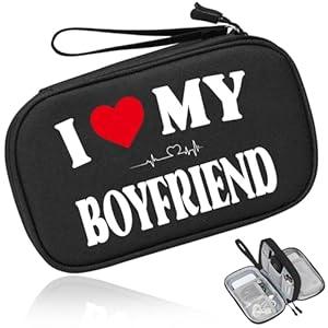 COSHAYSOO Travel Gifts for Women Girlfriend Fashion Electronics Accessories Gift Ideas, Cord Cable Organizer Bag Case Tech Pouch Gadgets Cruise Airplane Vacation Essentials, I Love My Boyfriend