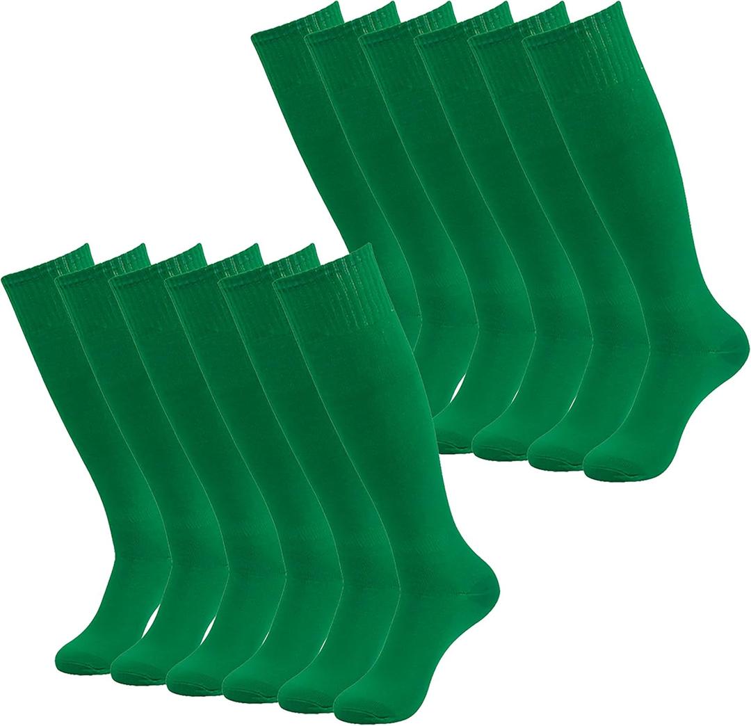 Knee High Soccer Softball Football Baseball Long Tube Outdoor Team Sports Socks for Men Women (One Size, 12 Green)