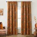Burnt Orange Boho Curtains Blackout 84 Inch Long, Terracotta Floral Patterned Bohemian Curtain, Retro Vintage Drapes for Living Room Bedroom 2 Panels