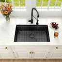 27 Inch Workstation Black Kitchen Sink, 16 Gauge Undermount Sink, 27"x19"x9"