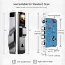 Smart Door Lock with Camera, 3D Face Recognition, Biometric Palm Vein Keyless Entry Deadbolt, Video Doorbell Intercom, Fingerprint, Passcode, Card, Touchscreen Keypad, Tuya App, Alexa, Front Door Home