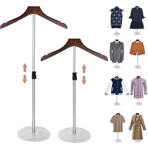 2 Pack Shirt Display 35" Height Adjustable Shoulder Stand Shirt Rack, T Shirt Display Stand for Shops, Steaming Clothes Holder, Silver (Pack of 2, Silver)