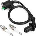 1 Pcs GY6 Racing Ignition Coil 2Pcs Spark Plug Wire Replacement for 50CC 80CC 90CC 125CC 150CC Moped Scooter ATV Go Kart Bike Engine Motorcycle High Performance Parts
