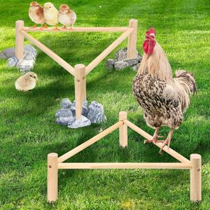 Chicken Perch for Coop & Brooder, Pine Wooden Chicken Toys & Coop Accessories for Chicken Triangular Gym Roosting Bar for Large Hens Parrots Birds, Natural Poultry Stand Chicken Nesting Support - 2P