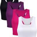 4 Pieces Basic Sleeveless Racerback Sports Crop Tank Tops for Women Girls Daily Wearing Medium