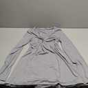 Tankaneo Women V-Neck Front Knotted Blouse Shirt Long Sleeve Elegant Casual T-Shirt Solid Color Pullover Tops (Small, B26-gray)