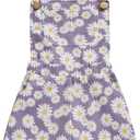 Toddler Baby Girl Sunflower Print Overalls Shorts with Pocket Suspender Trousers Cute Summer Clothing Outfit (5-6 Years, Daisy-purple)
